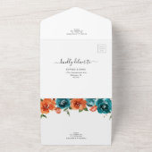 Invitation Tout En Un Turquoise Burnt Orange rouille Rustique Floral Mar (Dehors)