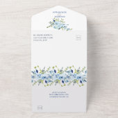 Invitation Tout En Un Turquoise et bleu marine floral aquarelle | (Dehors)