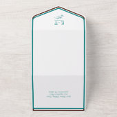 Invitation Tout En Un Turquoise et chocolat Simple Mariage moderne (Dehors)