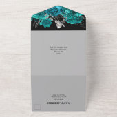 Invitation Tout En Un Turquoise noir argent rose élégant papillon glam (Dehors)