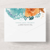 Invitation Tout En Un Turquoise Orange Fall Floral Terracotta Boho Maria (Verso)