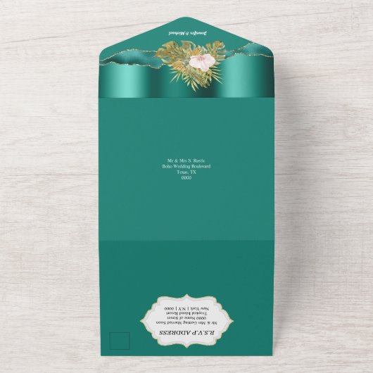 Invitation Tout En Un Turquoise orchidée parties scintillant île tropica (Dehors)