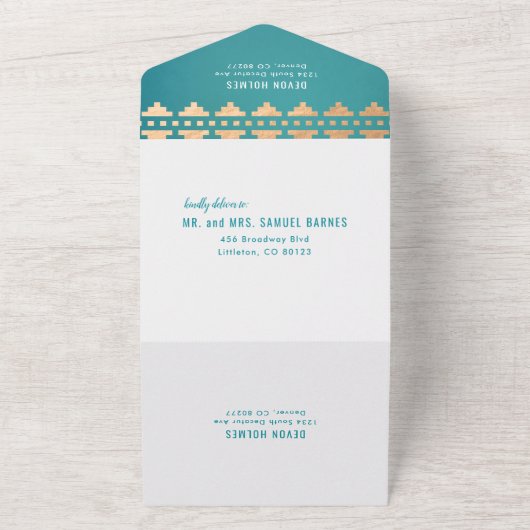 Invitation Tout En Un Turquoise Sud-Ouest Mariage Gleam (Dehors)