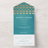 Invitation Tout En Un Turquoise Sud-Ouest Mariage Gleam (À l'intérieur)