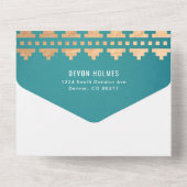Invitation Tout En Un Turquoise Sud-Ouest Mariage Gleam (Verso)