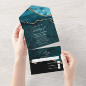 Invitation Tout En Un Turquoise - Turquoise et Gold Agate Mariage All In (Déchirure)