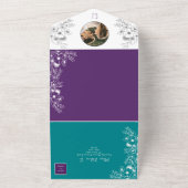 Invitation Tout En Un Turquoise Turquoise et violet Mariage (Dehors)