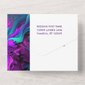 Invitation Tout En Un Turquoise violet Abstrait Moderne Belle (Verso)