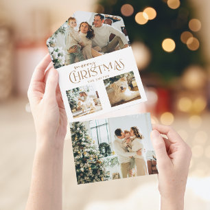Invitation Tout En Un Typographie de Noël Joyeux d'or moderne Multiphoto