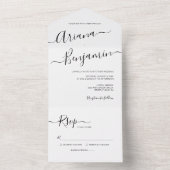 Invitation Tout En Un Typographie de script simple Mariage noir et blanc (À l'intérieur)