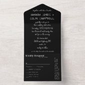 Invitation Tout En Un Typographie manuscrite décontractée blanc et noir (À l'intérieur)