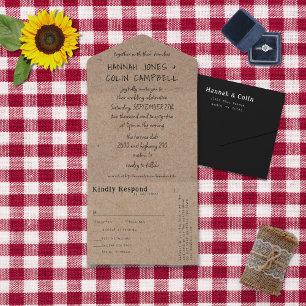 Invitation Tout En Un Typographie manuscrite décontractée Kraft