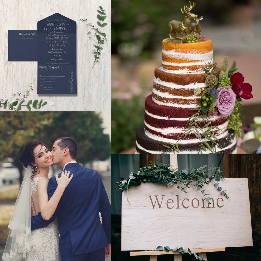 Invitation Tout En Un Typographie manuscrite décontractée Silver & Navy