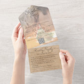 Invitation Tout En Un Typographie moderne et élégante Mariage photo rust (Déchirure)