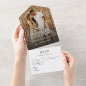 Invitation Tout En Un Typographie moderne Mariage photo unique (Déchirure)