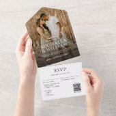 Invitation Tout En Un Typographie moderne Photo unique et code QR Mariag (Déchirure)