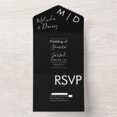 Invitation Tout En Un Typographie Noir Two Tone (À l'intérieur)