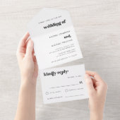 Invitation Tout En Un Typographie rétro minimaliste Script Mariage blanc (Déchirure)