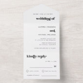 Invitation Tout En Un Typographie rétro minimaliste Script Mariage blanc (À l'intérieur)