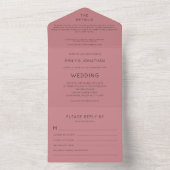 Invitation Tout En Un Typographie simple Dusty Rose Mariage (À l'intérieur)