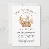 Invitation Tout en un Un Baby shower de Couples Doux Lapin (Devant)