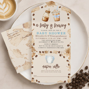 Invitation Tout En Un Un bébé prépare un café Fête prénatale pour garçon