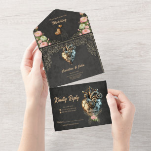 Invitation Tout En Un Un coeur steampunk impressionnant