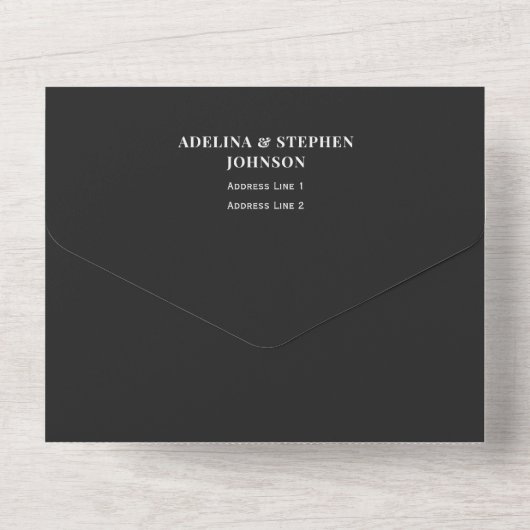 Invitation Tout En Un Un journal noir heureux après QR Code Mariage (Verso)
