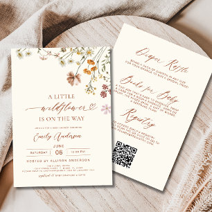 Invitation Tout en un Un petit Baby shower Boho un peu Fleur 