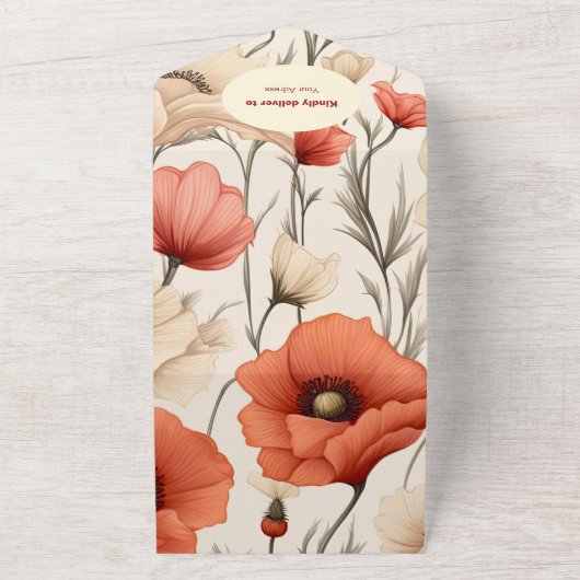 Invitation Tout En Un Un petit Baby shower de fille Fleur sauvage (Dehors)