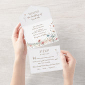 Invitation Tout En Un Une Elégante aquarelle Fleur sauvage photo Mariage (Déchirure)