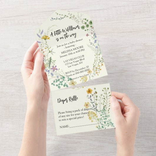 Invitation Tout En Un Une petite fille Wildflower (Déchirure)