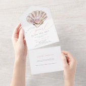 Invitation Tout En Un Une petite perle est en route Fête prénatale (Déchirure)