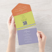 Invitation Tout En Un Unique Citrus Green Striped Wedding (Déchirure)