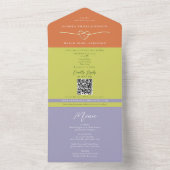 Invitation Tout En Un Unique Citrus Green Striped Wedding (À l'intérieur)