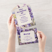 Invitation Tout En Un Unique mariage de lavande fleurie (Déchirure)