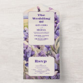 Invitation Tout En Un Unique mariage de lavande fleurie (À l'intérieur)