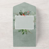 Invitation Tout En Un Vacances Rustiques Verdure & Baies Rouges Pas de d (Dehors)