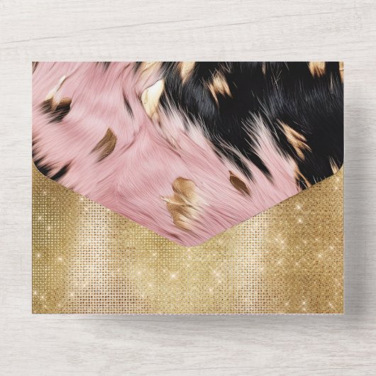 Invitation Tout En Un Vache blanche rose noire (Verso)