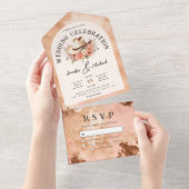 Invitation Tout En Un Vachette rose blanche Mariage occidentale (Déchirure)
