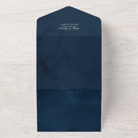 Invitation Tout En Un Vague océanique élégant avec RSVP détachable (Dehors)