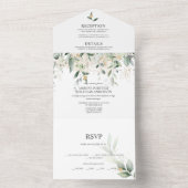 Invitation Tout En Un Végétal et Or Botanique | (À l'intérieur)