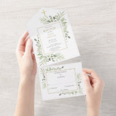 Invitation Tout En Un Végétation botanique Baptême Feuille (Déchirure)