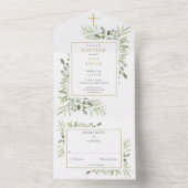 Invitation Tout En Un Végétation botanique Baptême Feuille (À l'intérieur)