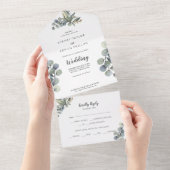 Invitation Tout En Un Végétation d'hiver Eucalyptus Mariage tout en un (Déchirure)