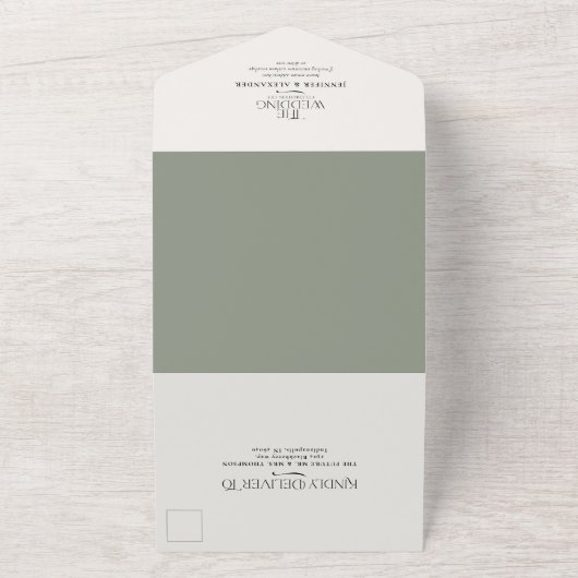 Invitation Tout En Un Végétation d'hiver simple Mariage de mousse vert o (Dehors)