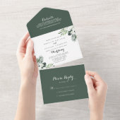 Invitation Tout En Un Végétation tropicale Blanc Floral Mariage (Déchirure)
