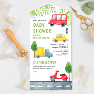 Invitation Tout En Un Véhicules de Transport Bébé Cadeaux Voiture Camion