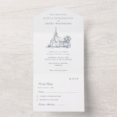 Invitation Tout En Un Venue Sketch | Church Wedding (À l'intérieur)