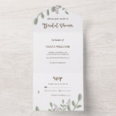 Invitation Tout En Un Verdure avec Fête des mariées d'aquarelle (À l'intérieur)